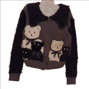 Soft Cardigan with teddy bear applications Women's Size Large